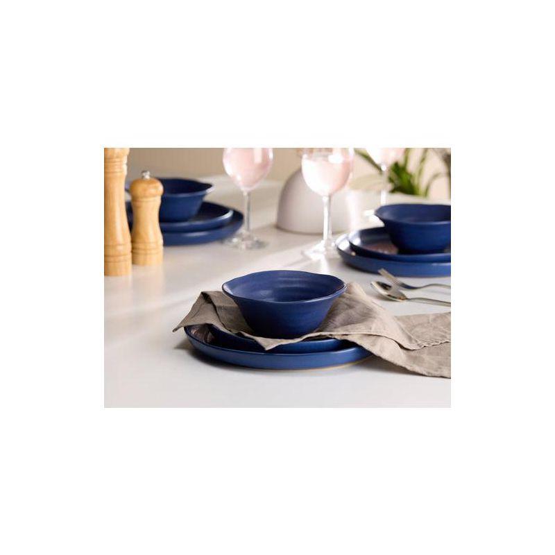 Ceramic Dinnerware Set, 12 Piece, Service for 4, Navy Blue