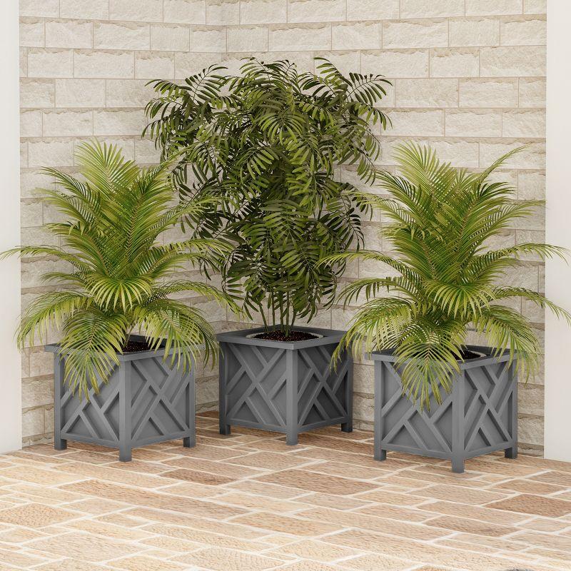 Pure Garden 14.75" Lattice Planter Box, Gray
