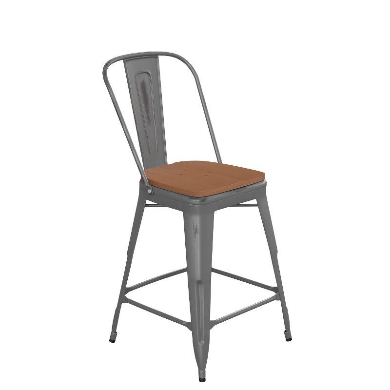 Flash Furniture Lincoln 24'' High Indoor Counter Height Stool with Back with Poly Resin Wood Seat