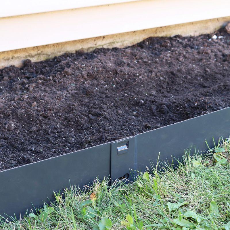 Sunnydaze Outdoor Lawn and Garden Heavy-Duty Steel Metal Flexible Landscape Edging Borders - 16' - Gray - 5pk