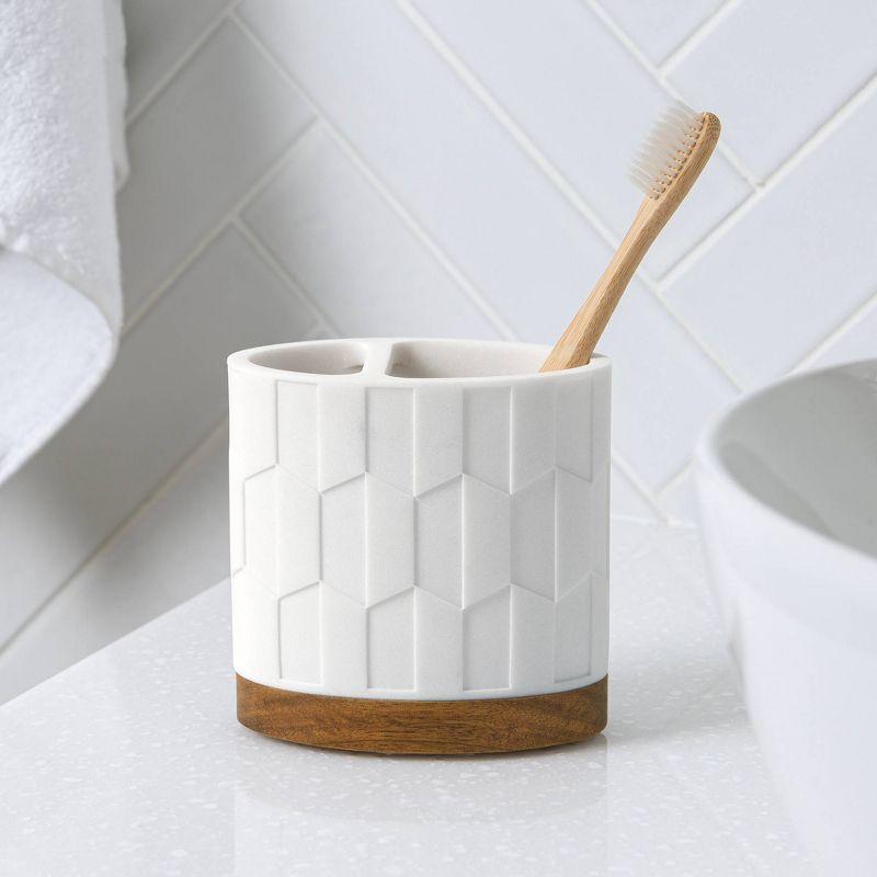 Sarasota Toothbrush Holder - Allure Home Creations: Resin & Wood, Bathroom Accessory, 4x4.13x2.36 inches