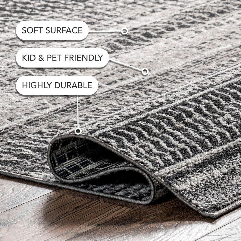 Nuloom Nova Striped Oval 7x9 Indoor Area Rug for Living Room Bedroom Dining Room Kitchen, Dark Grey/Ivory