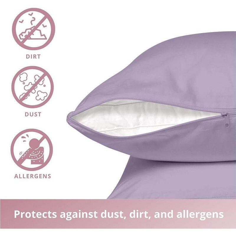 Circles Home 100% Cotton Breathable Pillow Protector with Zipper – (2 Pack)