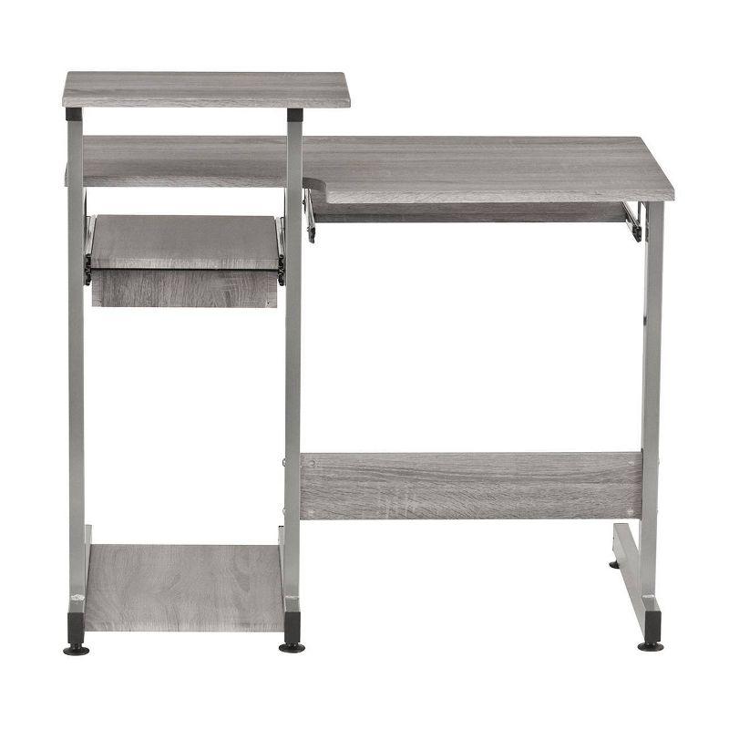 Complete Computer Workstation Desk Gray - Techni Mobili: With Drawer, Steel Frame, MDF Surface