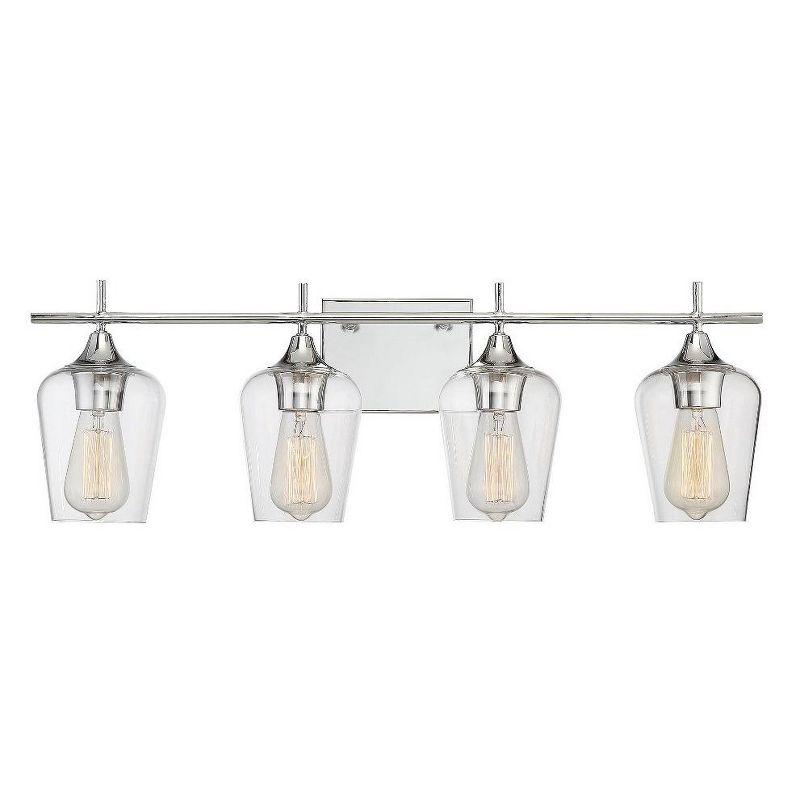 Polished Chrome 4-Light Dimmable Vanity Fixture with Clear Glass Shades