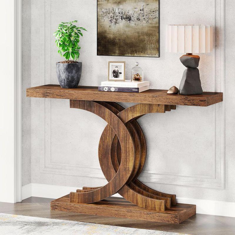 Tribesigns 39-inch Wooden Console Tables with Geometric Base