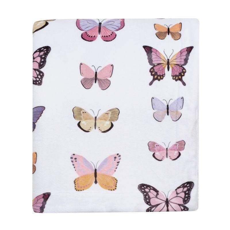 Lambs & Ivy Butterfly Dreams Ultra-Soft Fleece/Faux Shearling Baby Blanket