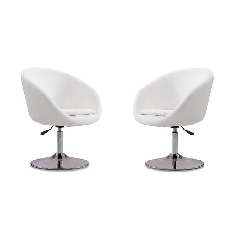 Set of 2 Hopper Wool Blend Adjustable Height Chairs White - Manhattan Comfort: Swivel, for Office & Dorm