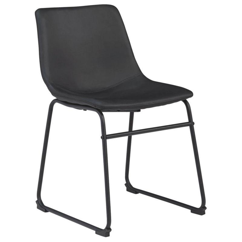 Set of 2 Centiar Dining Upholstered Side Chairs Black - Signature Design by Ashley: Faux Leather, Metal Base