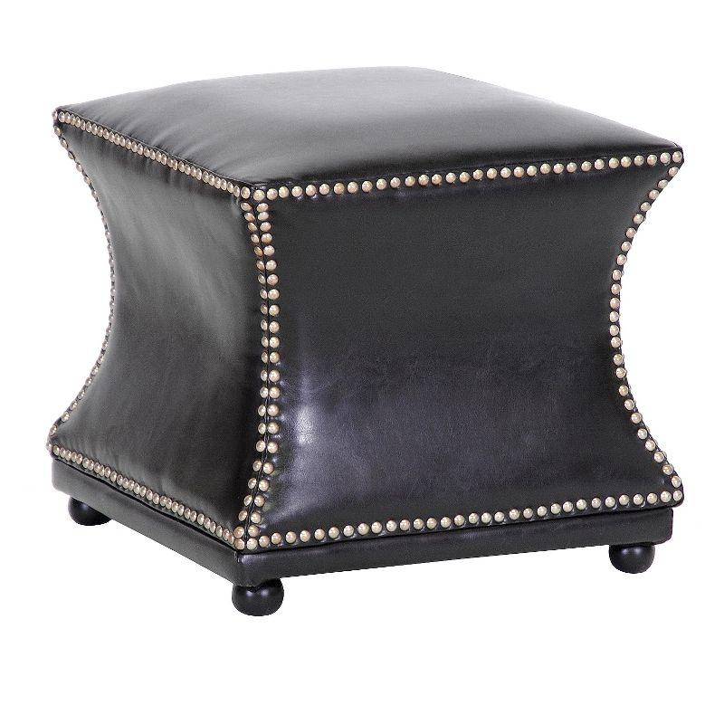 Ellastone Modern Leather Ottoman Dark Brown - Baxton Studio: Square Footstool, Faux Upholstered, No Assembly
