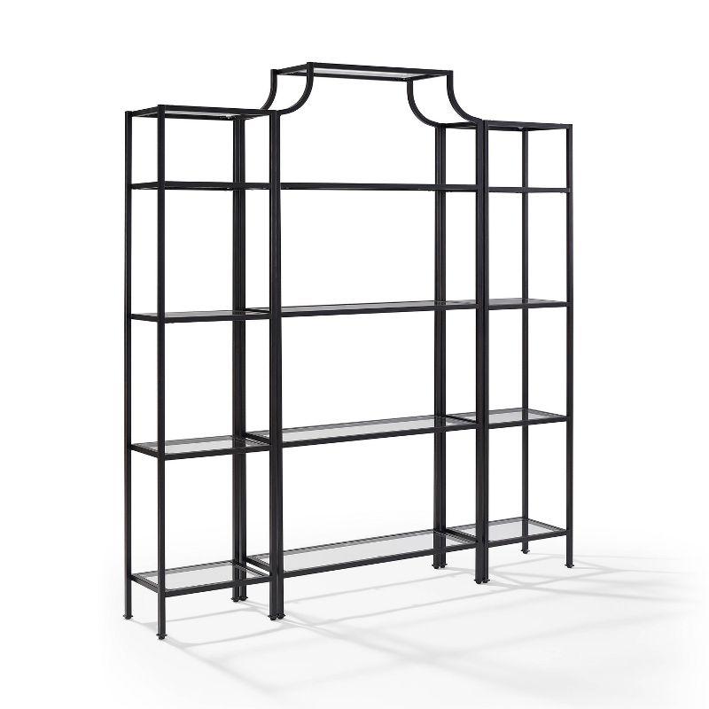 80.5" 3pc Aimee Narrow Etagere Set Oil Rubbed Bronze - Crosley: Tempered Glass Display, Steel Frame, Fixed Shelves