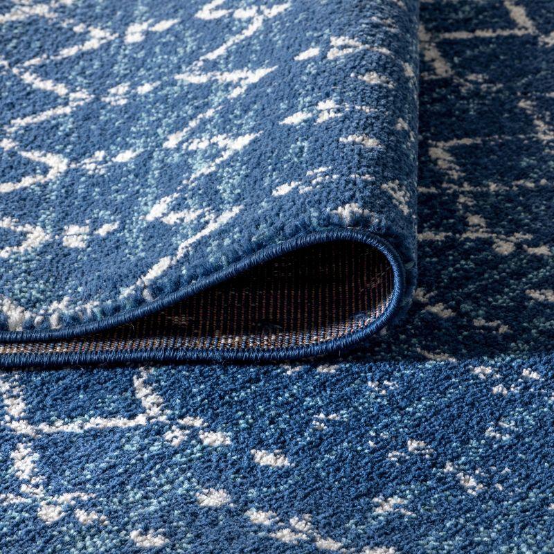 JONATHAN Y Moroccan HYPE Boho Vintage Diamond Blue/White 4 ft. x 6 ft. Area Rug