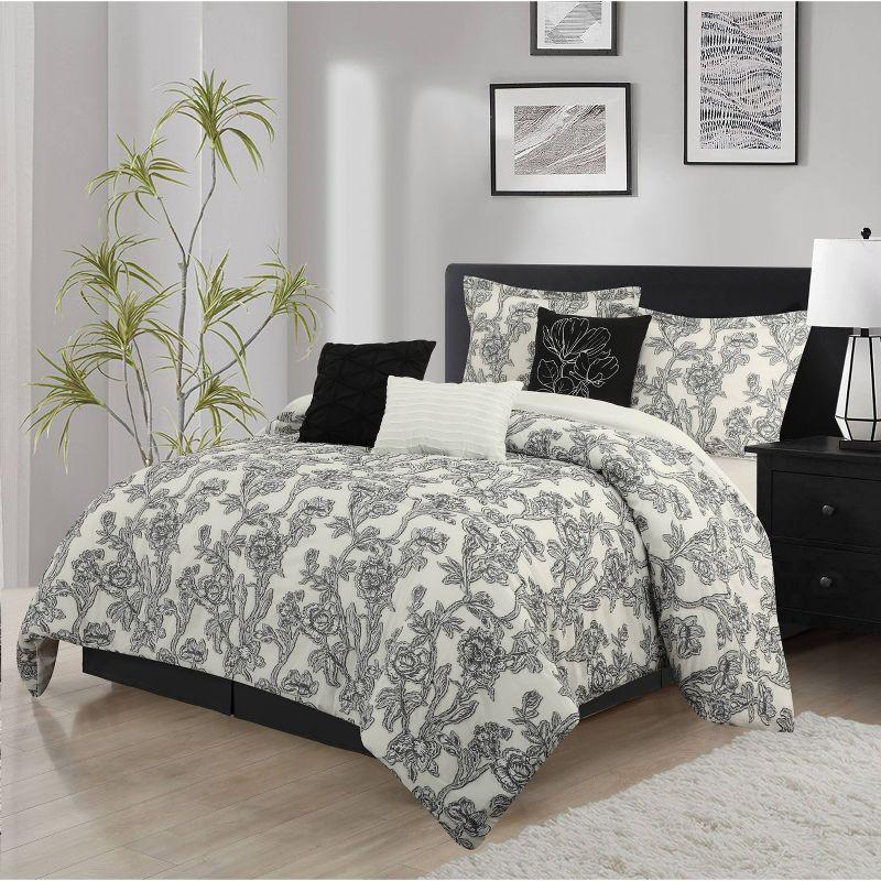 Nanshing 7pc Maybole Floral Comforter Set Off-White