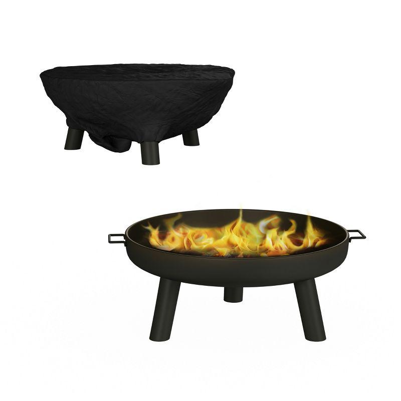 Nature Spring Round Steel Outdoor Fire Pit – Black