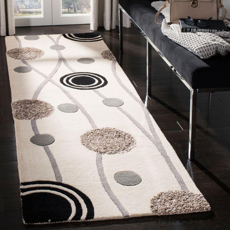 Ivory and Grey Hand-Tufted Wool and Viscose Runner Rug