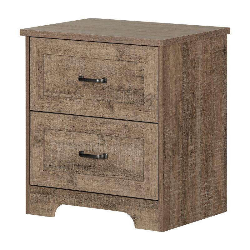 Weathered Oak 2-Drawer Farmhouse Nightstand