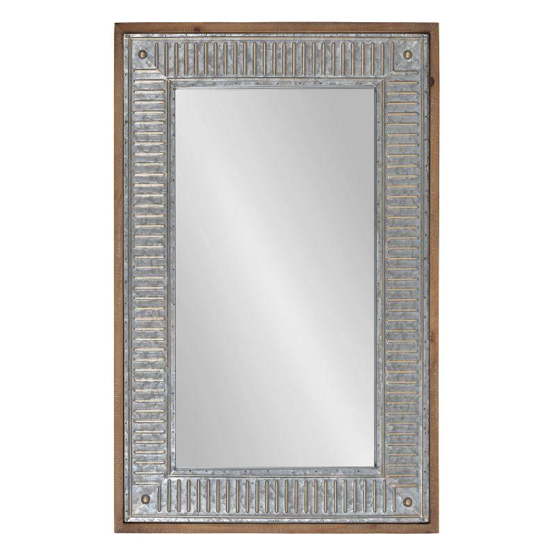 Rustic Brown Wood and Metal Full-Length Rectangular Mirror