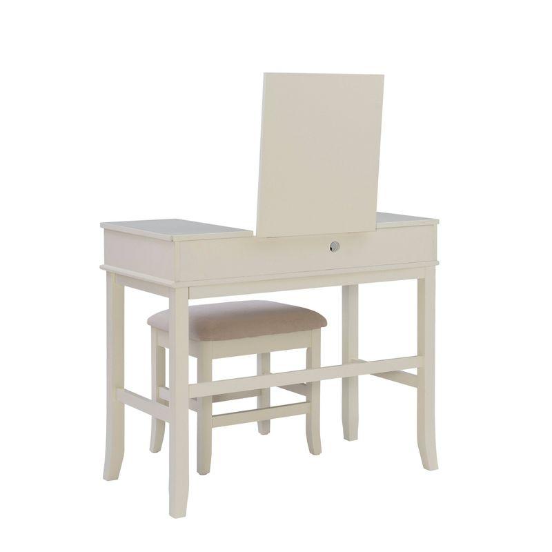 Jackson Traditional Wood Flip-up Mirror Vanity with Stool, Nickel Hardware - Linon