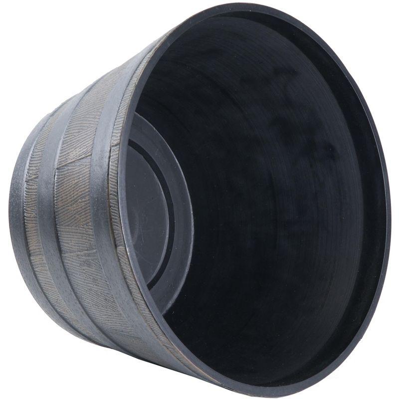 ardenised 4-Piece Round Half Barrel Flower Pots Rustic Farmhouse Style Faux Wood Planter Containers for Indoor & Outdoor Use