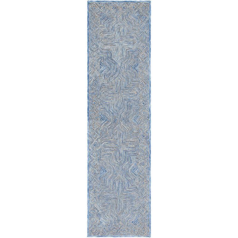 Blue Wool Hand-Tufted Runner Rug 2'3" x 9'