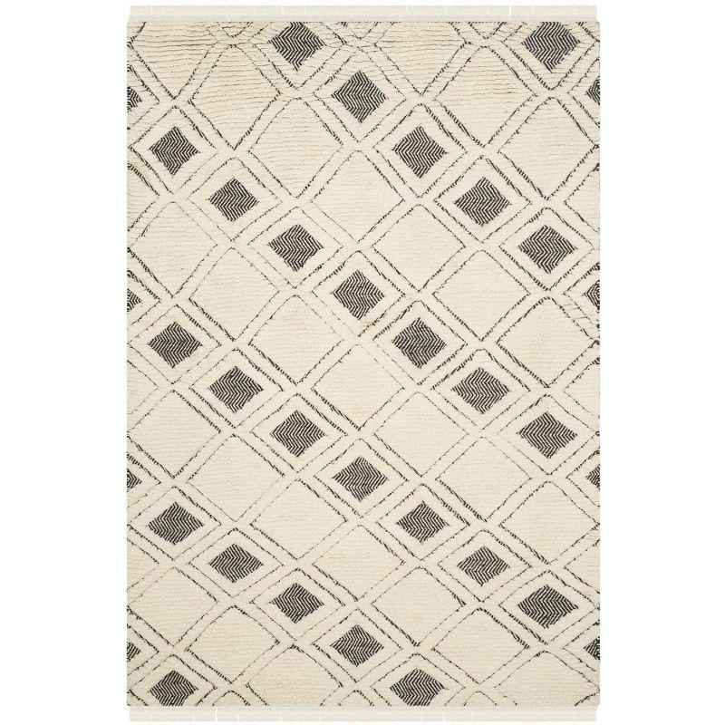 Kenya KNY805 Hand Knotted Area Rug - Ivory/Black - 6'x9' - Safavieh.