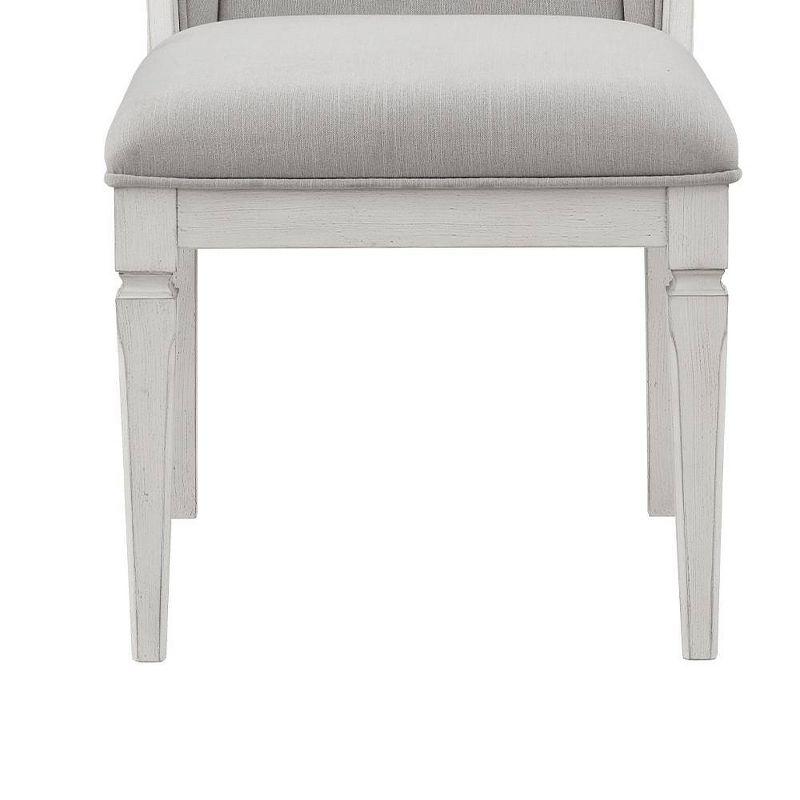 22.25" Katia Dining Chair Light Gray Linen and Weathered White Finish - Acme Furniture