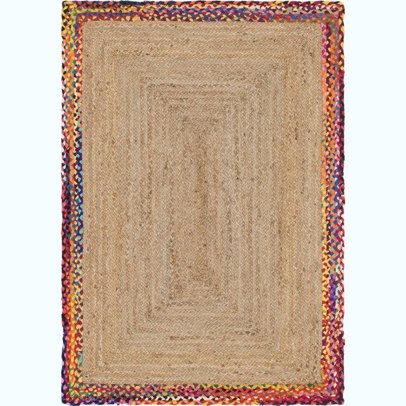 Handmade Rectangular Multicolor Jute and Cotton Area Rug