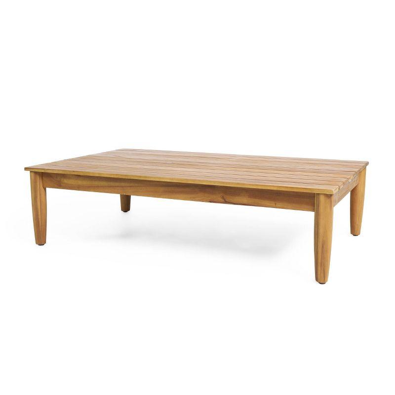 Magnolia Patio Acacia Wood Coffee Table - Teak - Christopher Knight Home: Water-Resistant, Tapered Legs