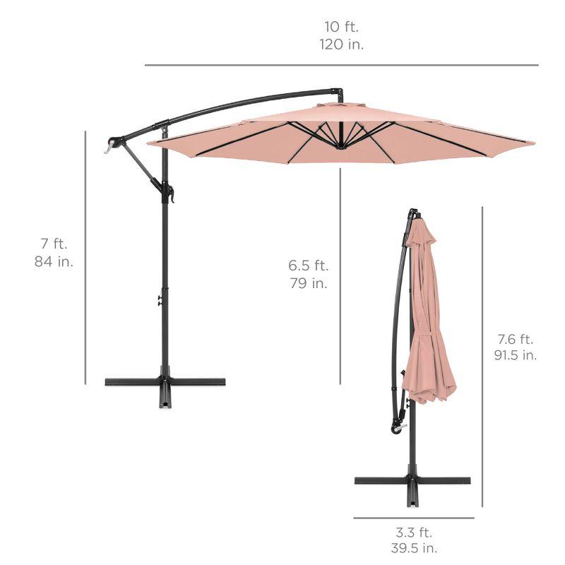 Best Choice Products 10ft Offset Hanging Outdoor Market Patio Umbrella w/ Easy Tilt Adjustment - Rose Quartz