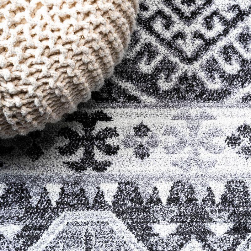 2'x 8' Sura Modern Kilim Geometric Runner Rug, Gray/Anthracite - JONATHAN Y
