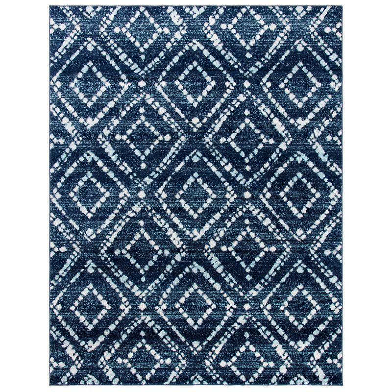 Navy and Ivory 8' x 10' Hand-knotted Synthetic Area Rug