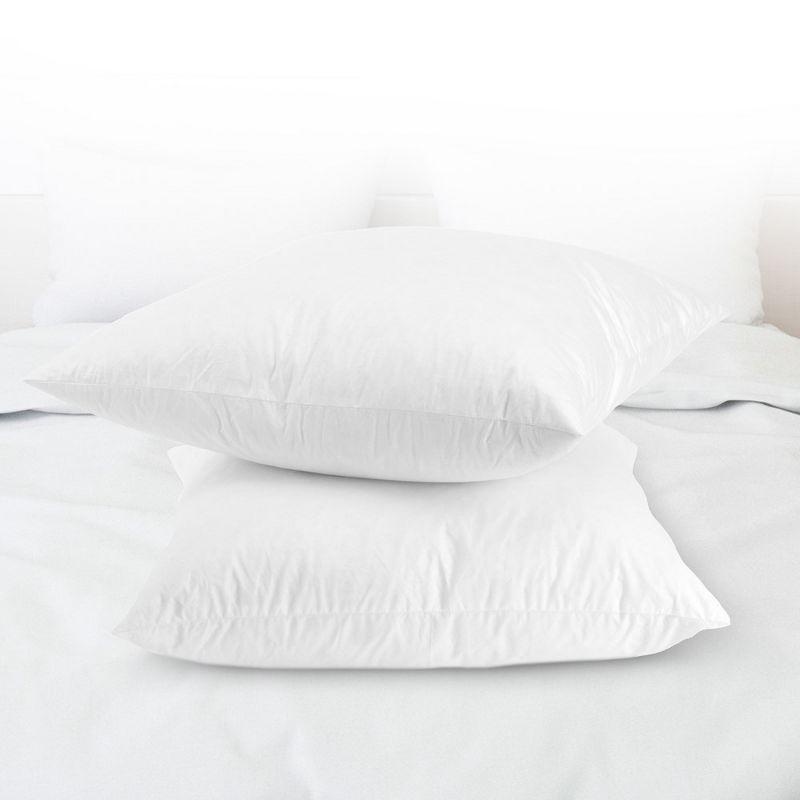 20" x 20" White Cotton Feather Down Pillow Inserts - Set of 2