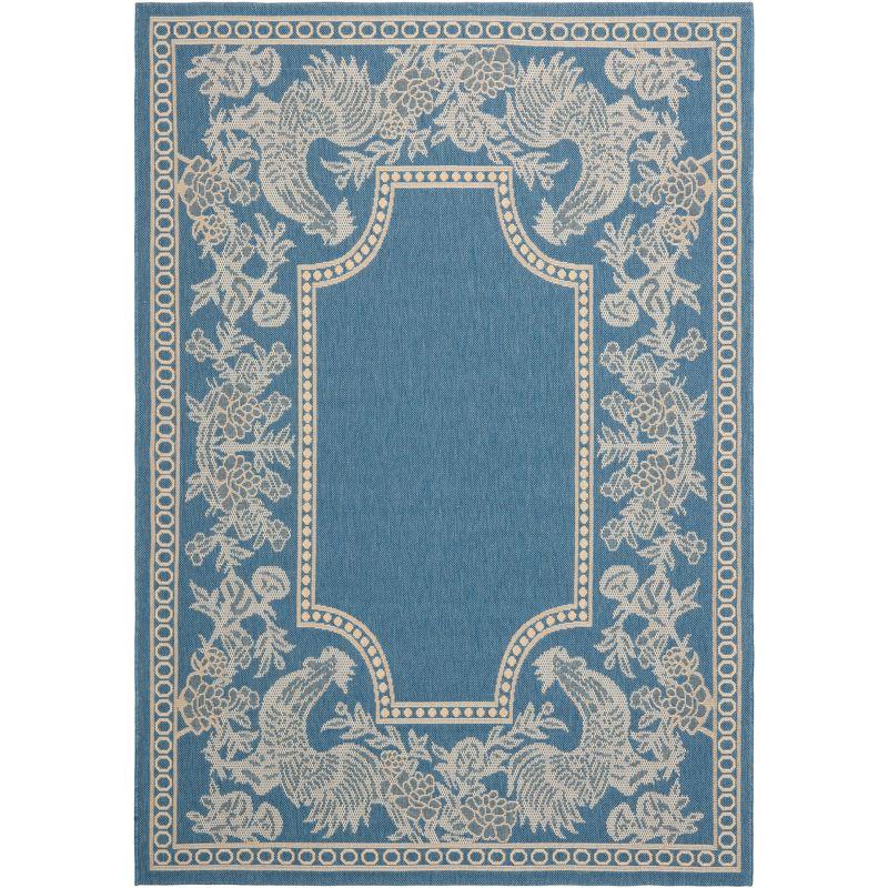 Blue and Natural Rectangular Reversible Synthetic Area Rug