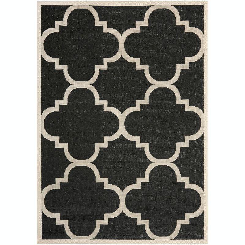 Courtyard CY6243 Power Loomed Indoor and Outdoor Area Rug - Black/Beige - 5'3"x7'7" - Safavieh