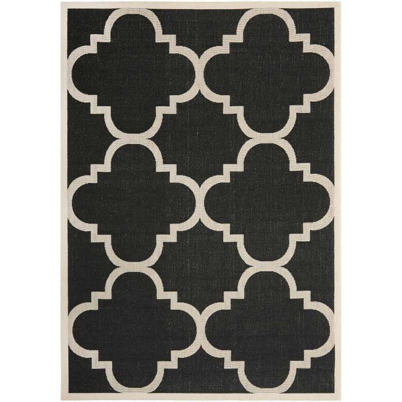 Safavieh Courtyard 5'3" x 7'7" Black/Beige Flat Woven Reversible Area Rug