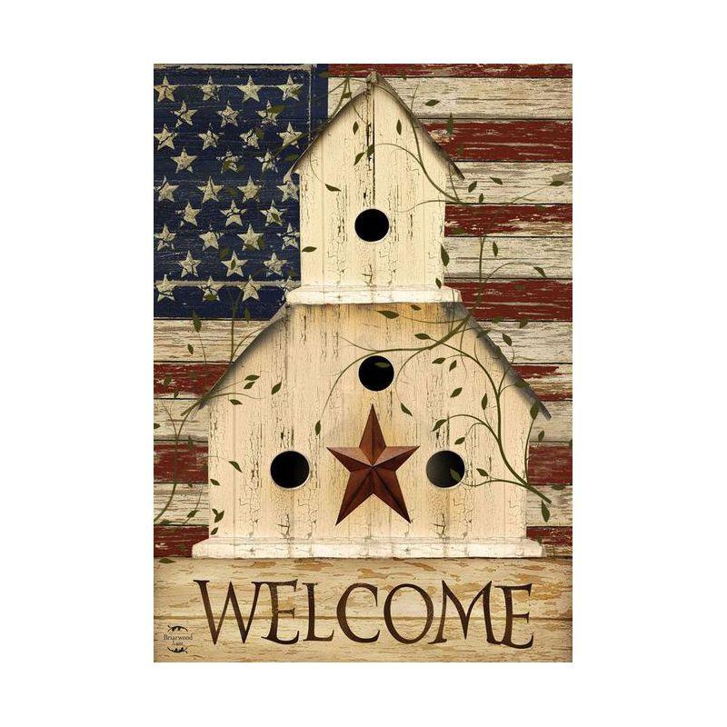 Americana Welcome House Flag Primitive Patriotic 28" x 40" Briarwood Lane