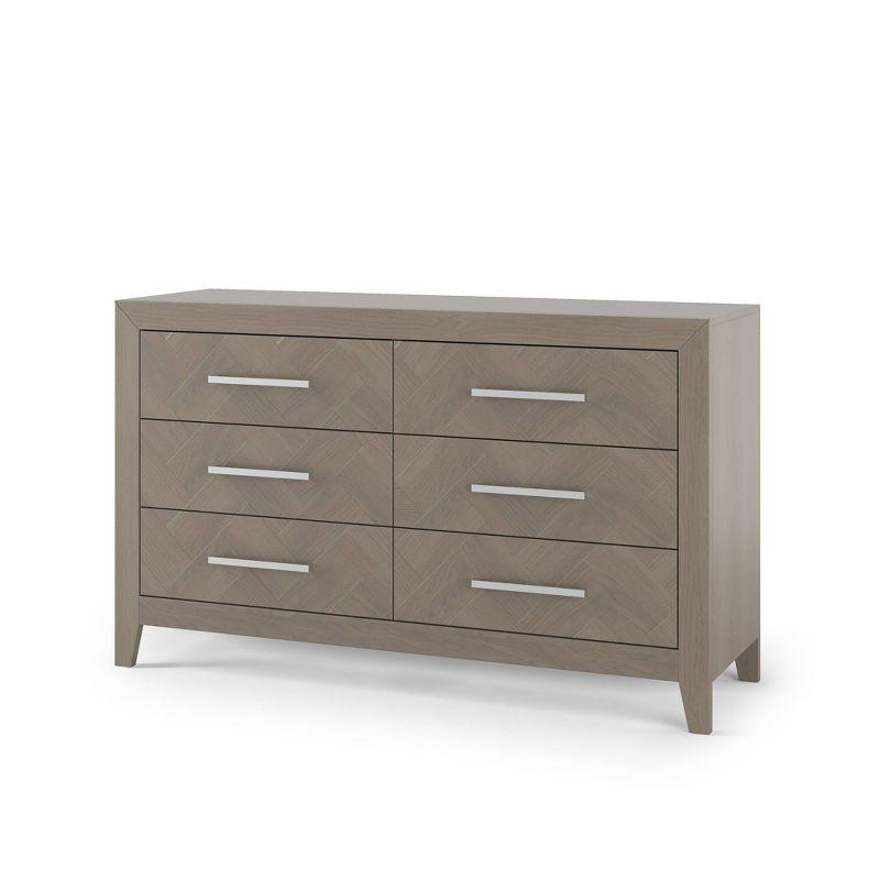 Crescent Gray Farmhouse Double Dresser with Herringbone Pattern