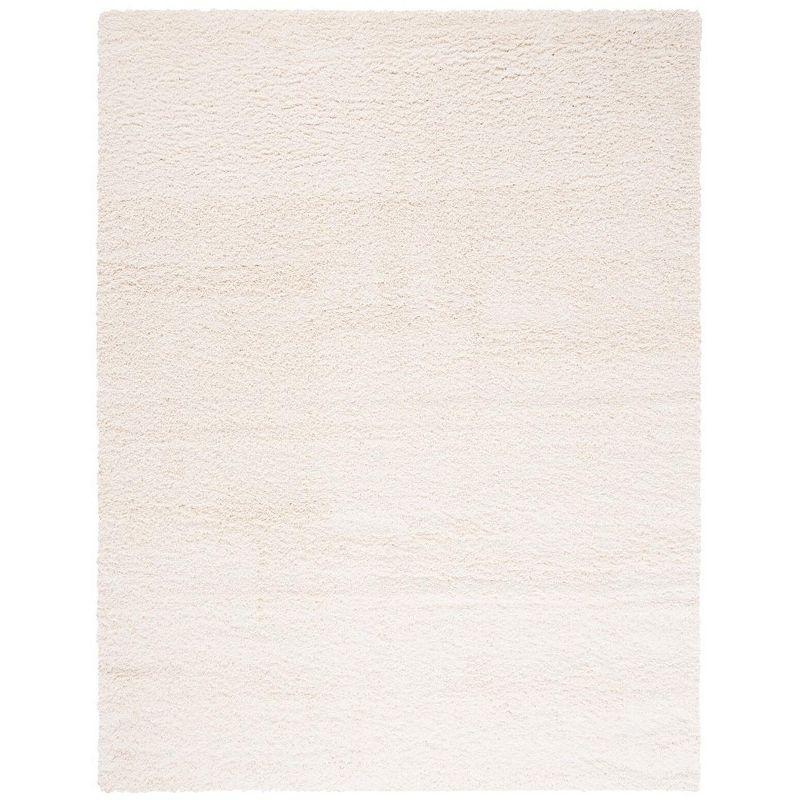 Plush Ivory Shag 9'x12' Area Rug with Easy-Care Synthetic Fibers