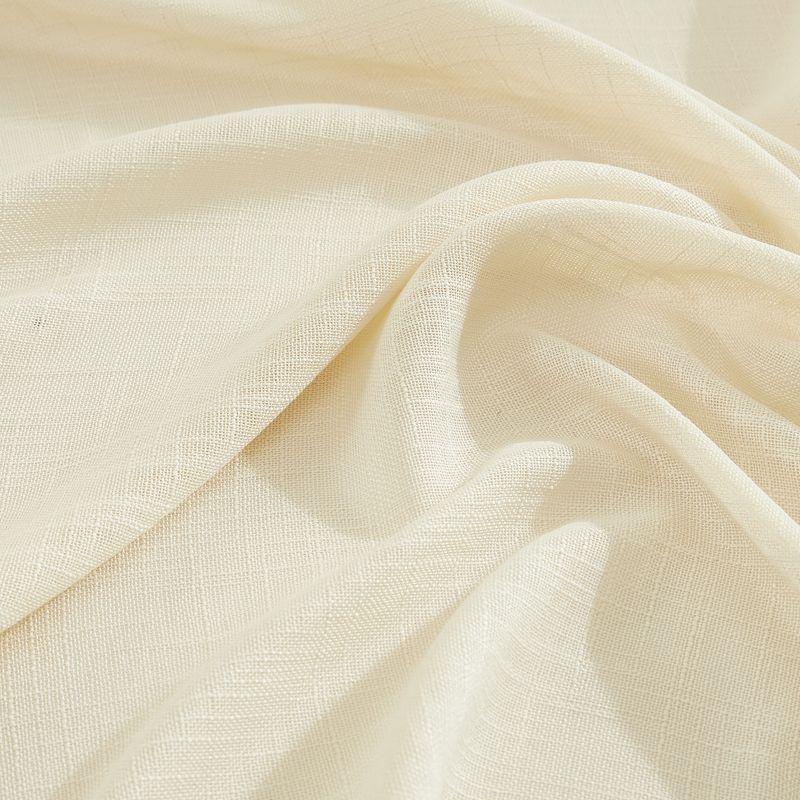 HLC.ME Linda Faux Linen Textured Semi Sheer Privacy Sun Light Filtering Window Rod Pocket Thick Curtains Panels, Set of 2 - Ivory, 54 W x 84 L