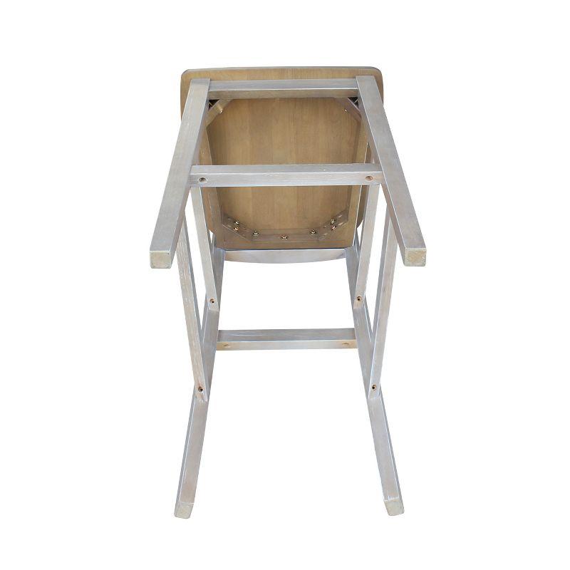 Elegant Washed Gray Taupe Solid Wood Bar Stool, 29.92" Seat Height