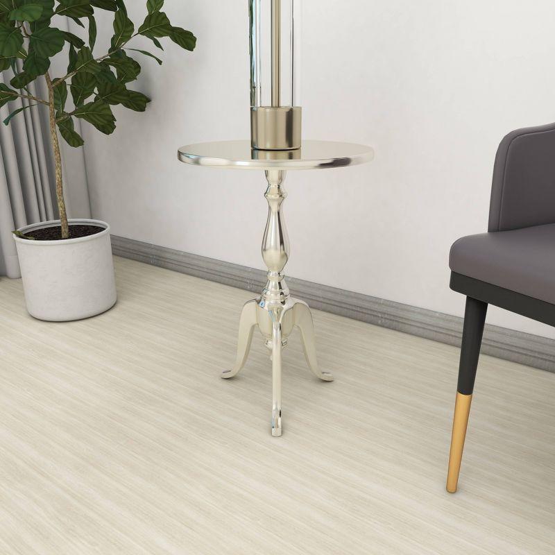 Metal Pedestal Table Silver - Olivia & May: Round Aluminum Side, Curved Legs, Traditional Style