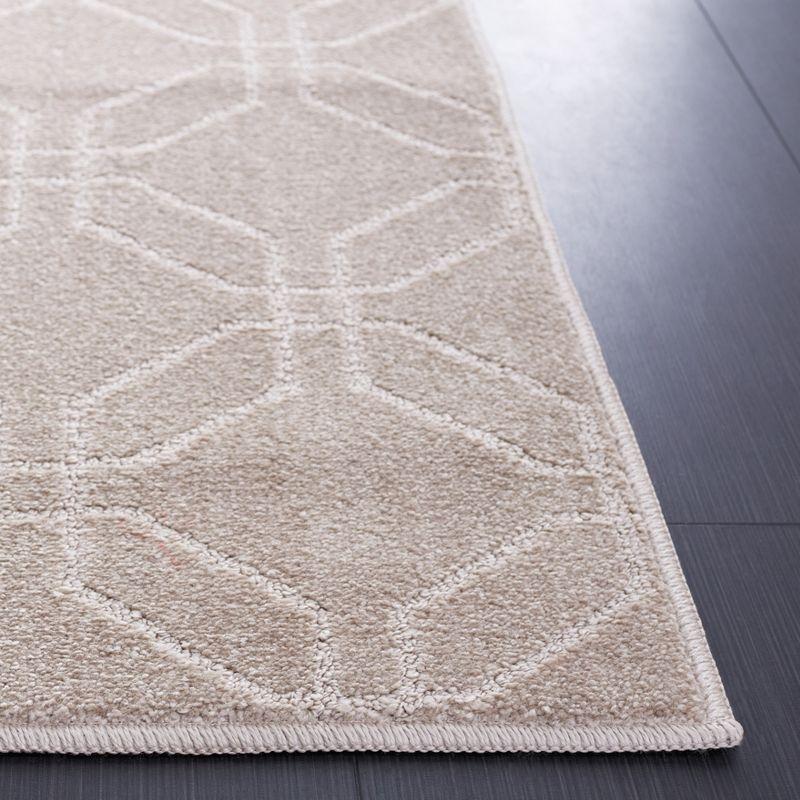 Beige Hand-Knotted Rectangular Synthetic Area Rug