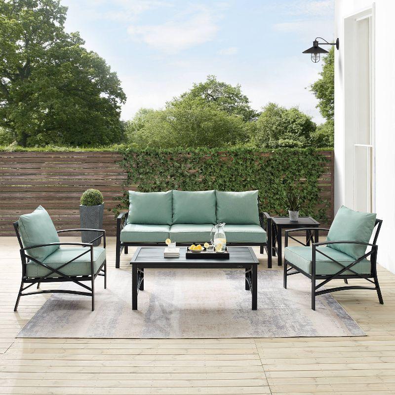 Kaplan 5pc Outdoor Sofa Set - Mist - Crosley: Steel Frame, Patio Lounge Furniture with Cushions