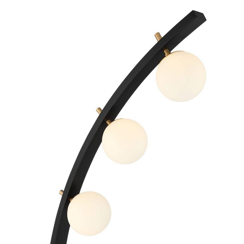 Possini Euro Design Rialto Modern Arched Floor Lamp 68 1/4" Tall Warm Gold Matte Black 3 Light Frosted White Glass Orb Shade for Living Room Reading