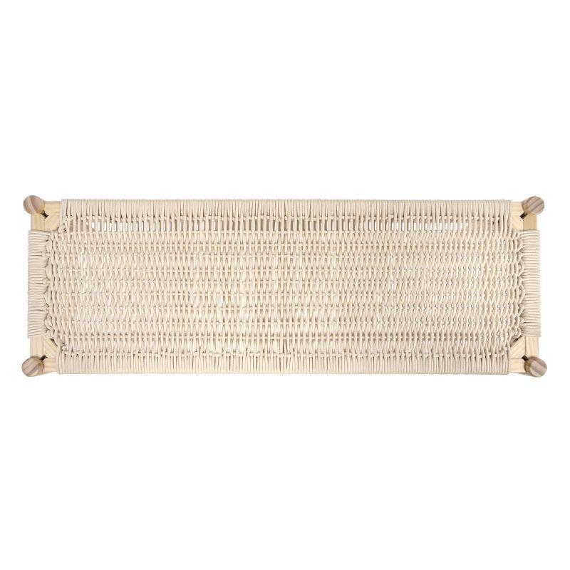 Storied Home Fernway Solid Wood and Woven Rope Entryway Bench Cream: Scandinavian Design, Pine Frame, 43.25" Long