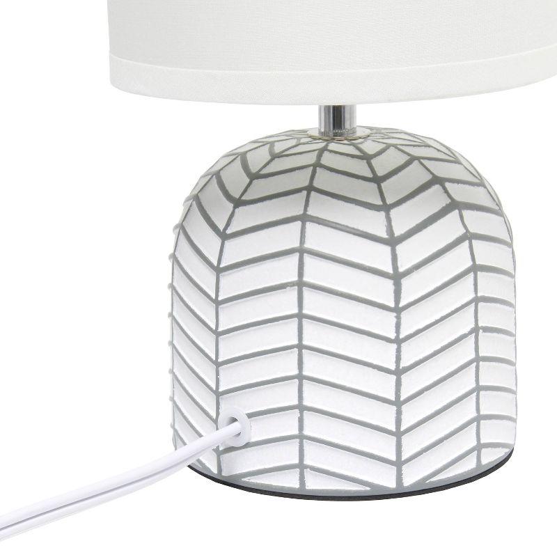 10.43" Petite Contemporary Webbed Waves Base Bedside Lamp with White Drum Shade - Simple Designs: ETL Listed, No Assembly Required