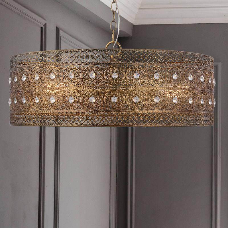 23.5" 3-Light Bryar Chandelier Brass/Crystal - River of Goods: UL Listed, Adjustable Height, Metal & Crystal Drum