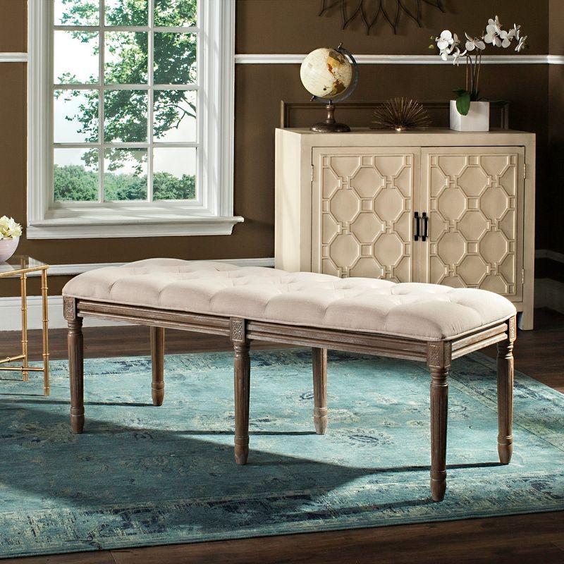 Rocha 47'' Beige and Brown Tufted Wood Storage Bench