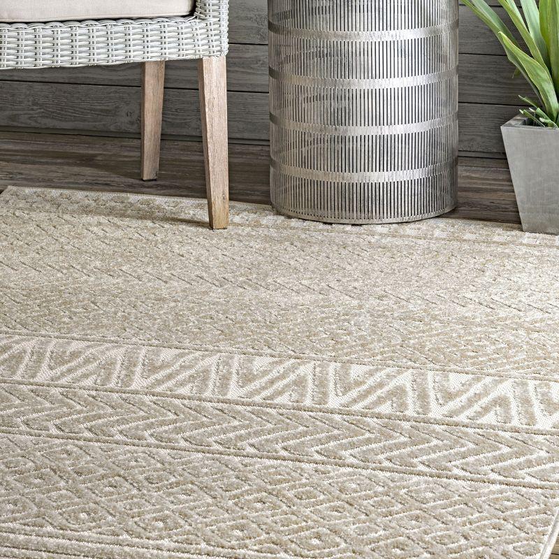 Beige 5' x 8' Easy-Care Synthetic Indoor/Outdoor Area Rug