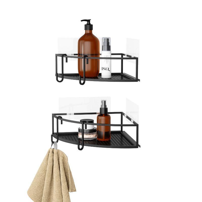 Black Iron Suction Mount Shower Caddy Set